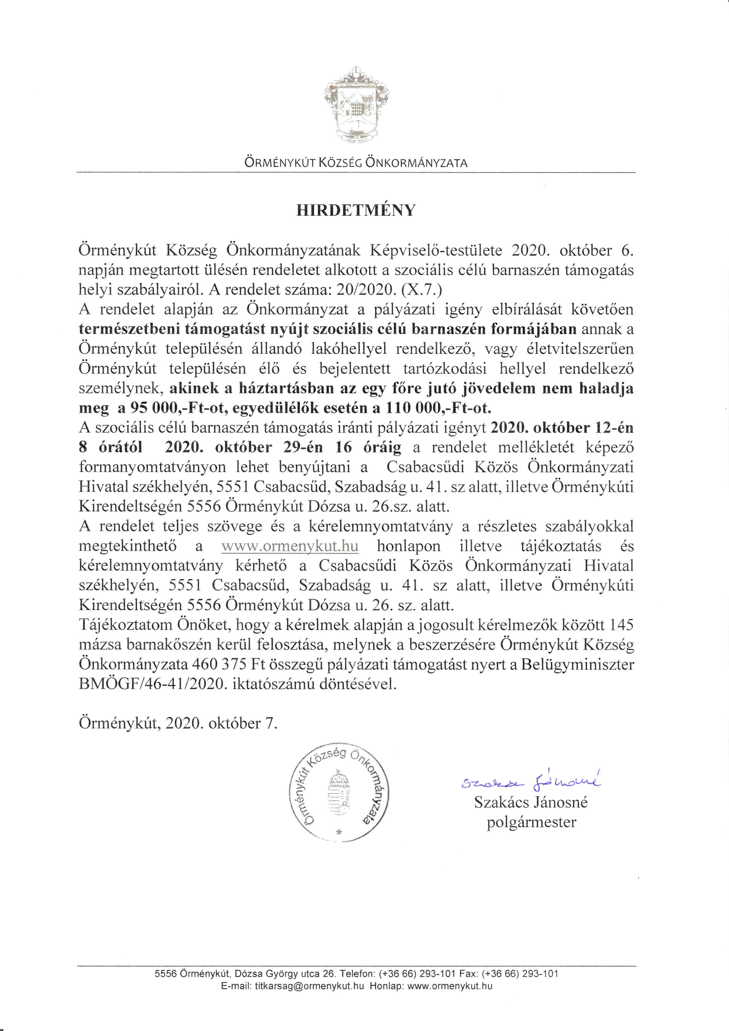 Szocialis tuzelo program 2020